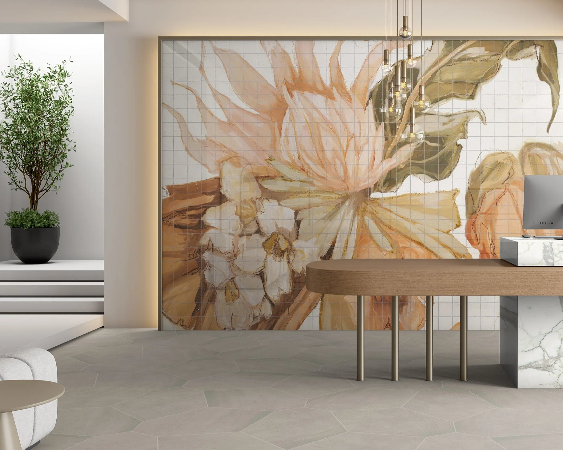 Luxury Hand-Crafted Protea Tiles - Custom Zellige Art | Audrey